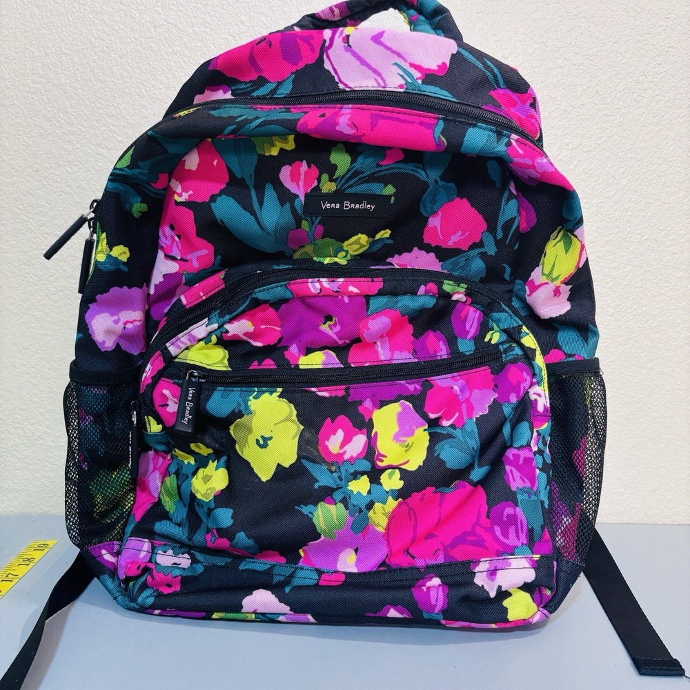 Vera Bradley Hilo Meadow Large College Backpack Purse Work Travel Pink Sturdy